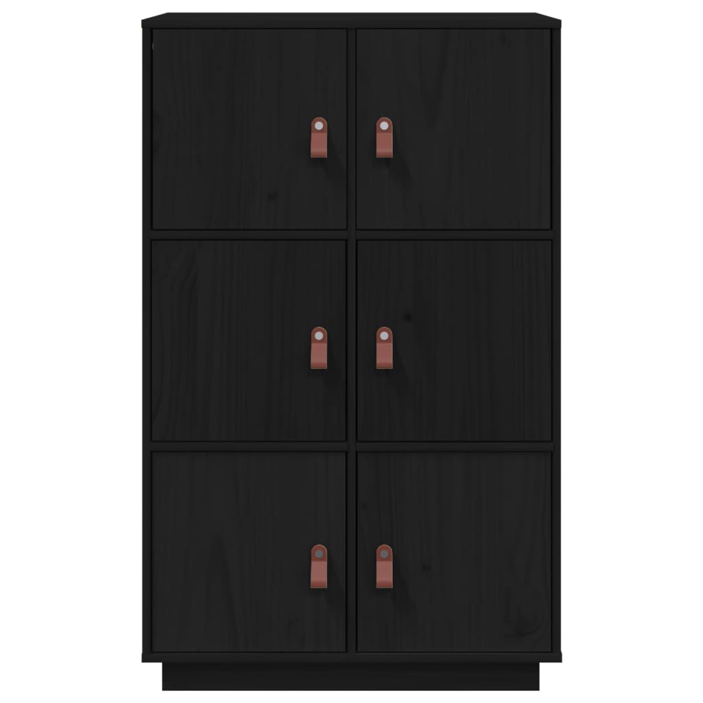 Hoge kast 67x40x108,5 cm massief grenenhout zwart - Griffin Retail