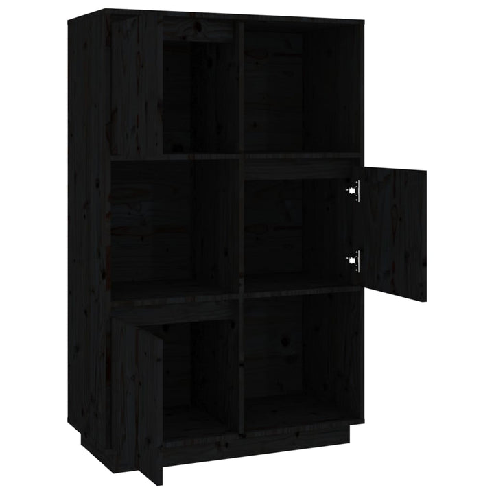 Hoge kast 74x35x117 cm massief grenenhout zwart - Griffin Retail