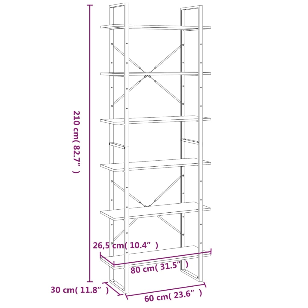 Hoge kast 80x30x210 cm bewerkt hout grijs sonoma eikenkleurig - Griffin Retail