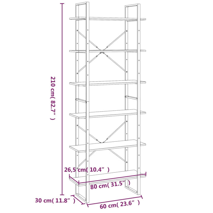 Hoge kast 80x30x210 cm bewerkt hout grijs sonoma eikenkleurig - Griffin Retail