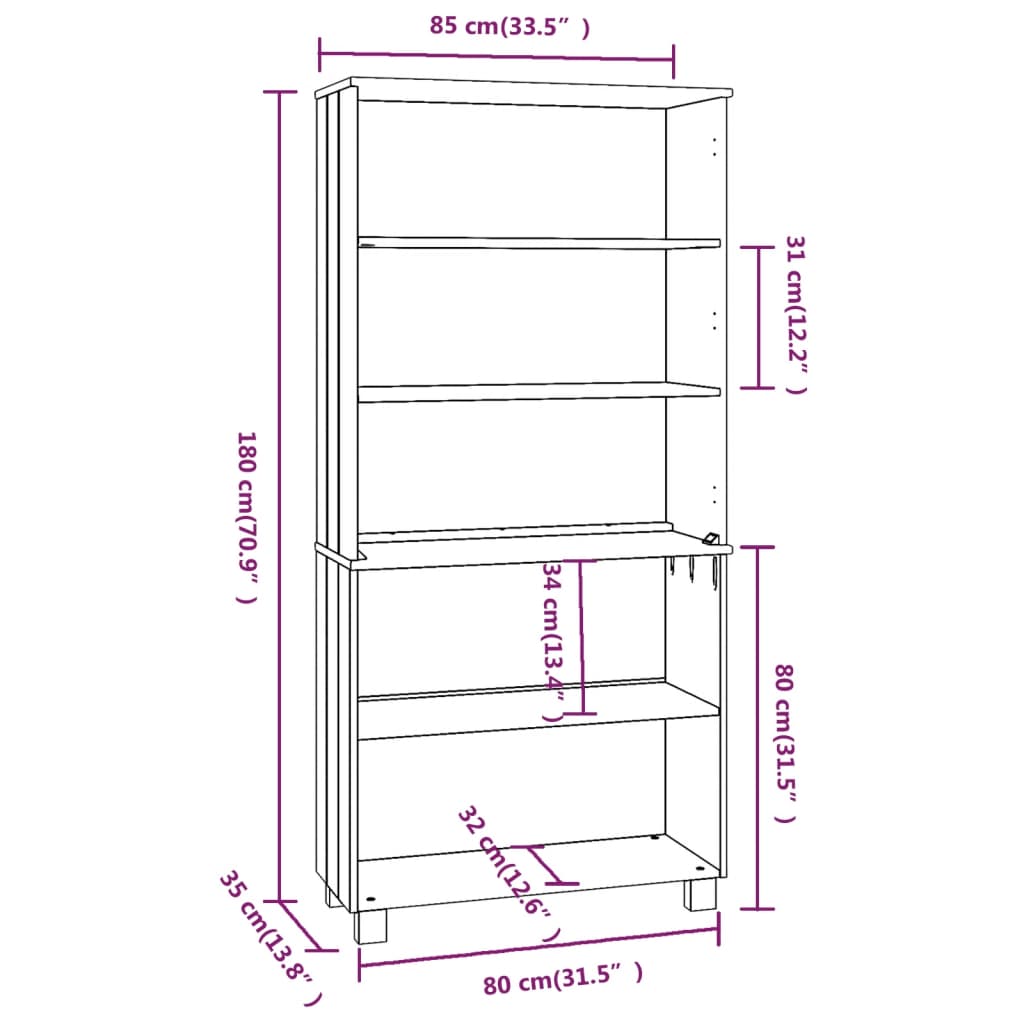 Hoge kast massief grenenhout wit - Griffin Retail