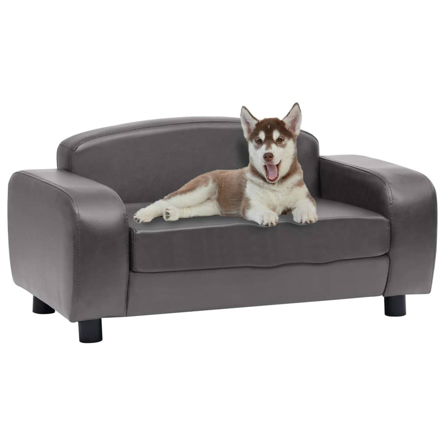 Hondenbank 80x50x40 cm kunstleer grijs - Griffin Retail