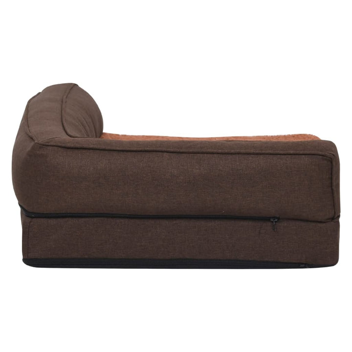 Hondenbed ergonomisch linnen-look 60x42 cm fleece bruin - Griffin Retail