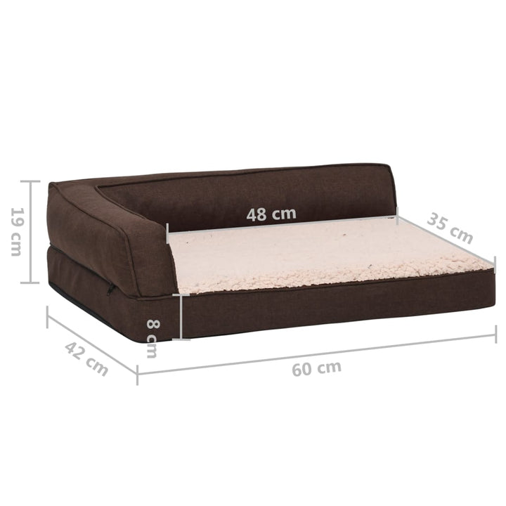 Hondenbed ergonomisch linnen-look 60x42 cm fleece bruin - Griffin Retail