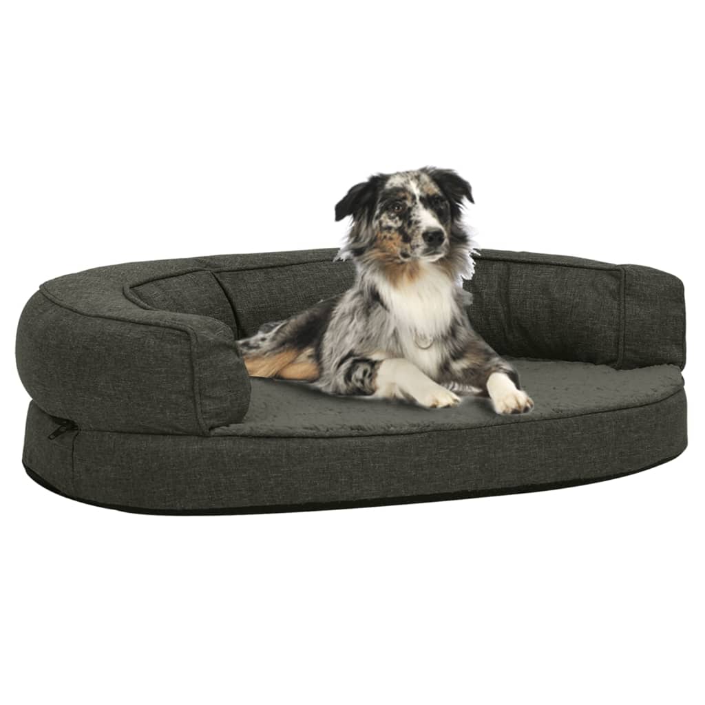 Hondenbed ergonomisch linnen-look 75x53 cm fleece donkergrijs - Griffin Retail