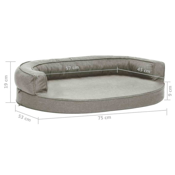 Hondenbed ergonomisch linnen-look 75x53 cm grijs - Griffin Retail