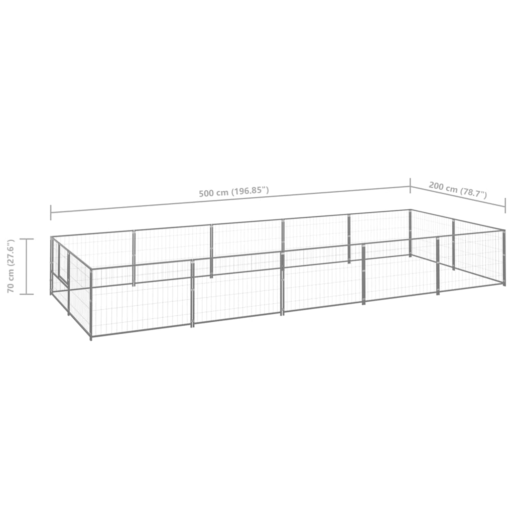 Hondenkennel 10 m² staal zilverkleurig - Griffin Retail