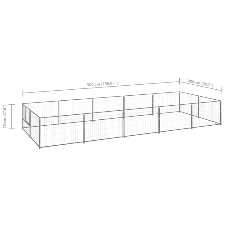 Hondenkennel 10 m² staal zilverkleurig - Griffin Retail