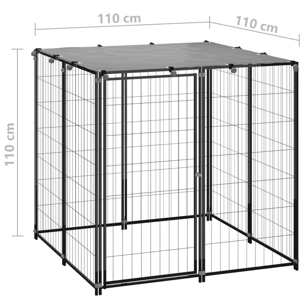 Hondenkennel 110x110x110 cm staal zwart - Griffin Retail