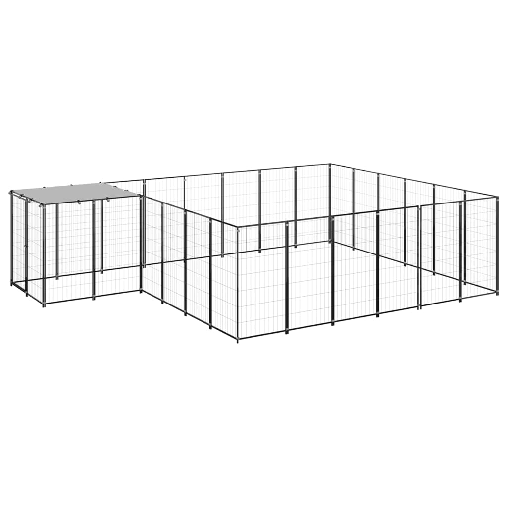 Hondenkennel 12,1 m² staal zwart - Griffin Retail