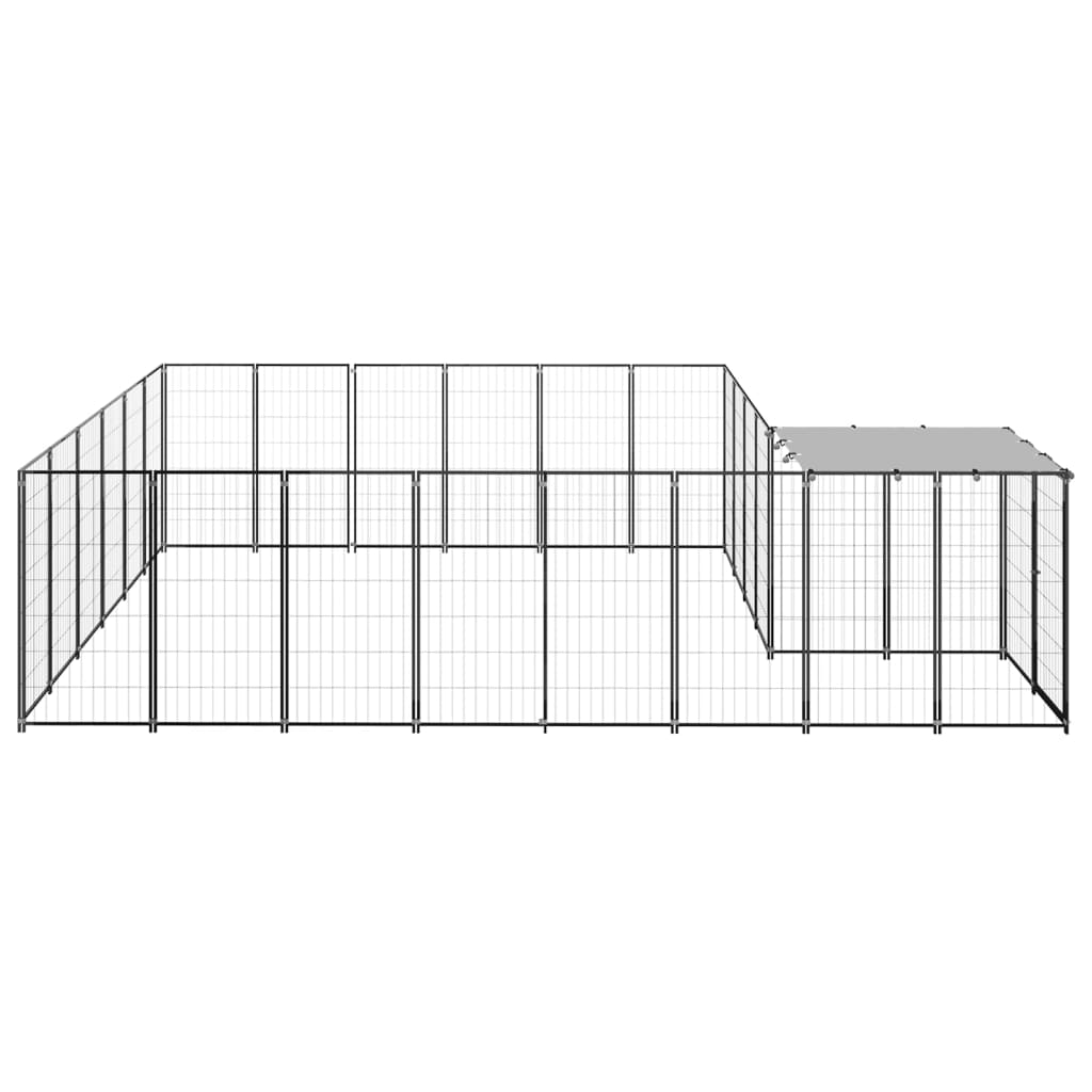 Hondenkennel 12,1 m² staal zwart - Griffin Retail