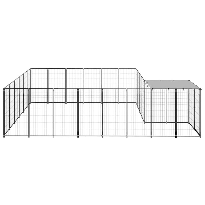 Hondenkennel 12,1 m² staal zwart - Griffin Retail