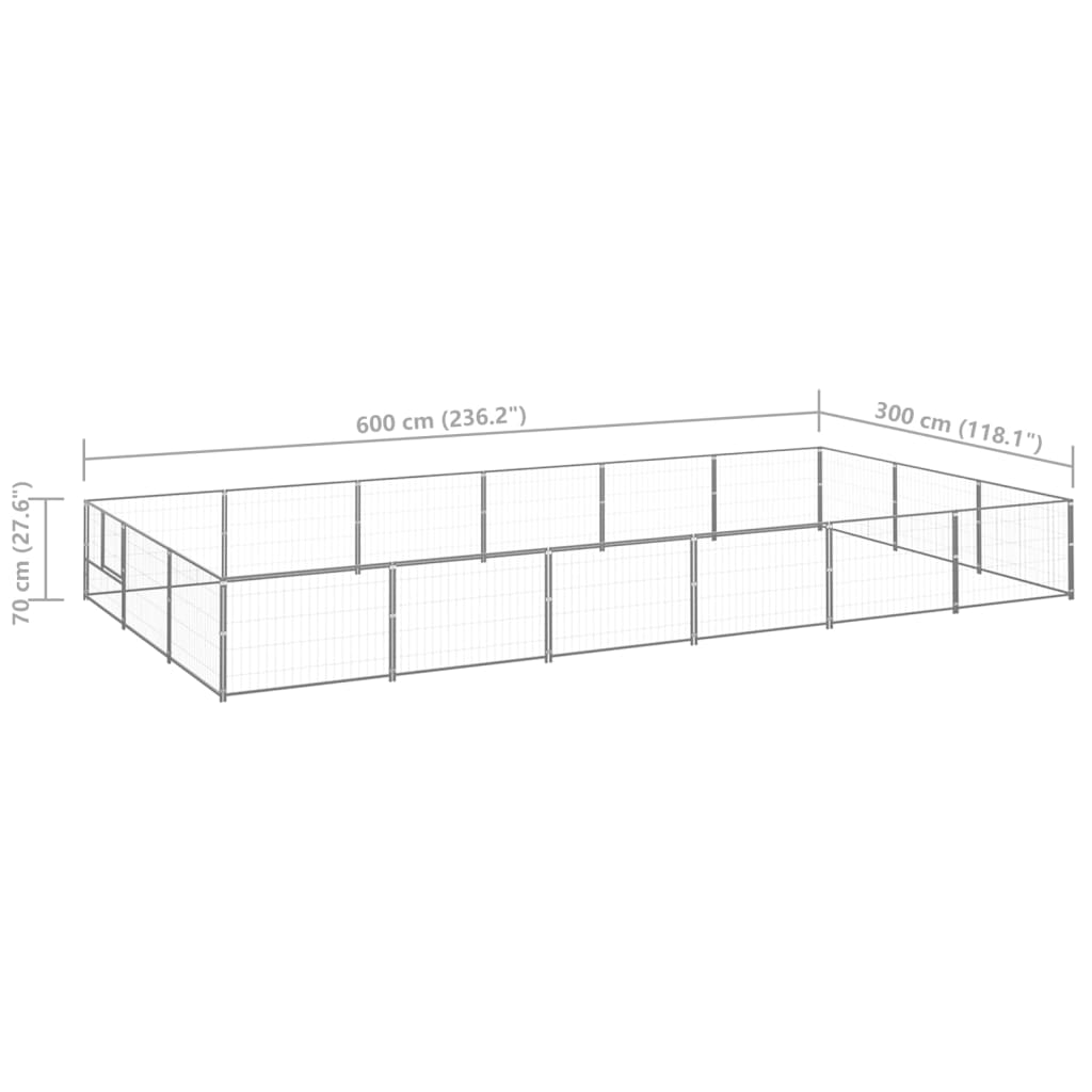 Hondenkennel 18 m² staal zilverkleurig - Griffin Retail