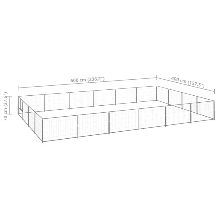 Hondenkennel 24 m² staal zilverkleurig - Griffin Retail