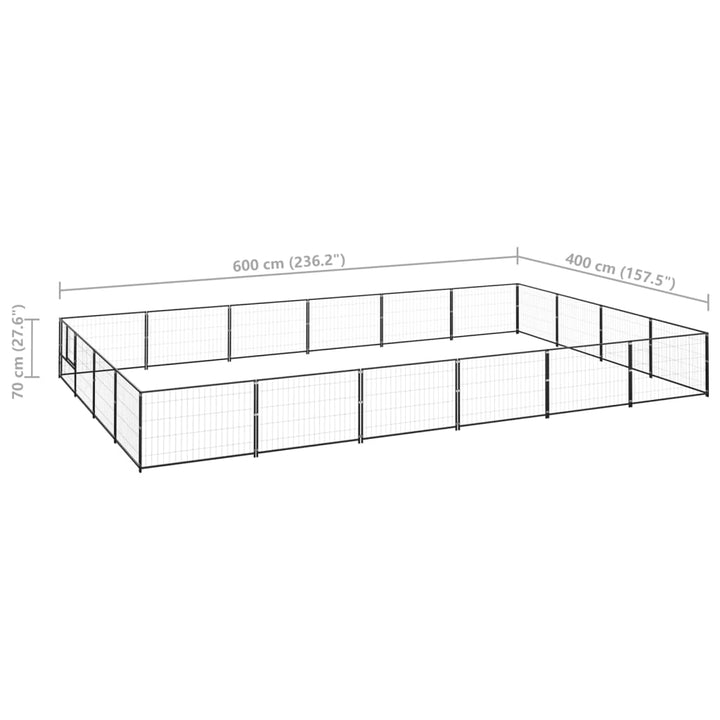 Hondenkennel 24 m² staal zwart - Griffin Retail