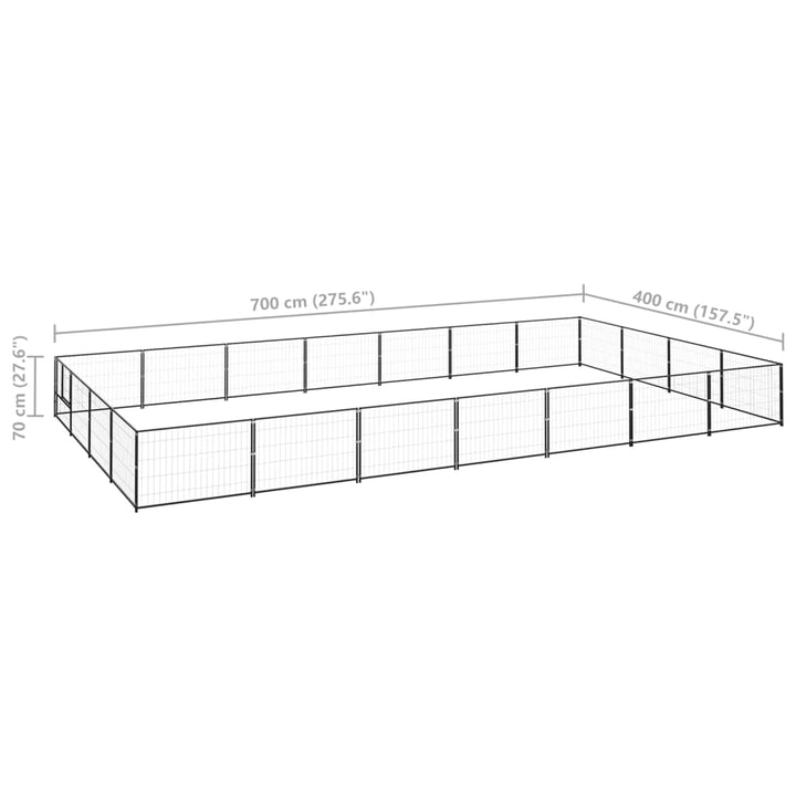 Hondenkennel 28 m² staal zwart - Griffin Retail