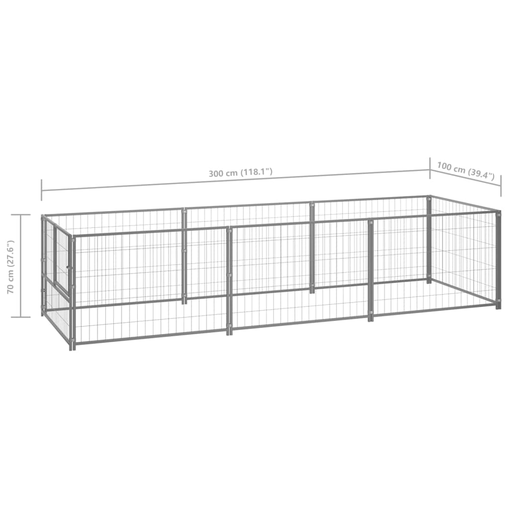 Hondenkennel 3 m² staal zilverkleurig - Griffin Retail