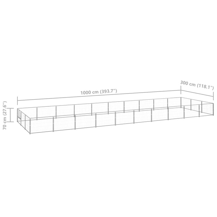 Hondenkennel 30 m² staal zilverkleurig - Griffin Retail