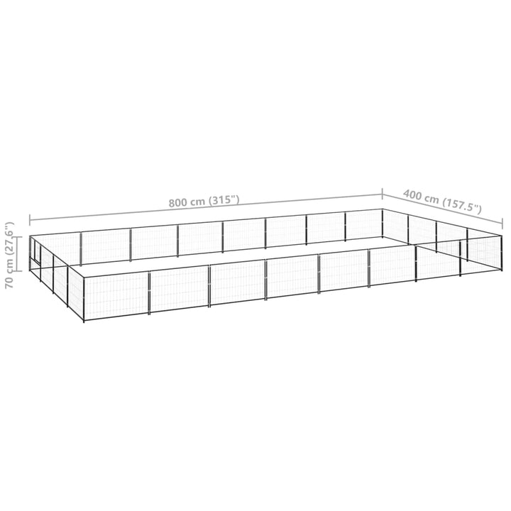 Hondenkennel 32 m² staal zwart - Griffin Retail