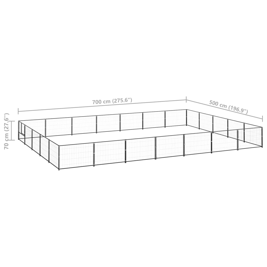 Hondenkennel 35 m² staal zwart - Griffin Retail