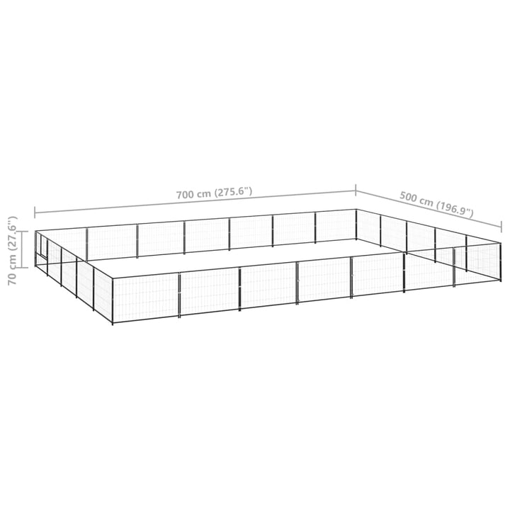 Hondenkennel 35 m² staal zwart - Griffin Retail