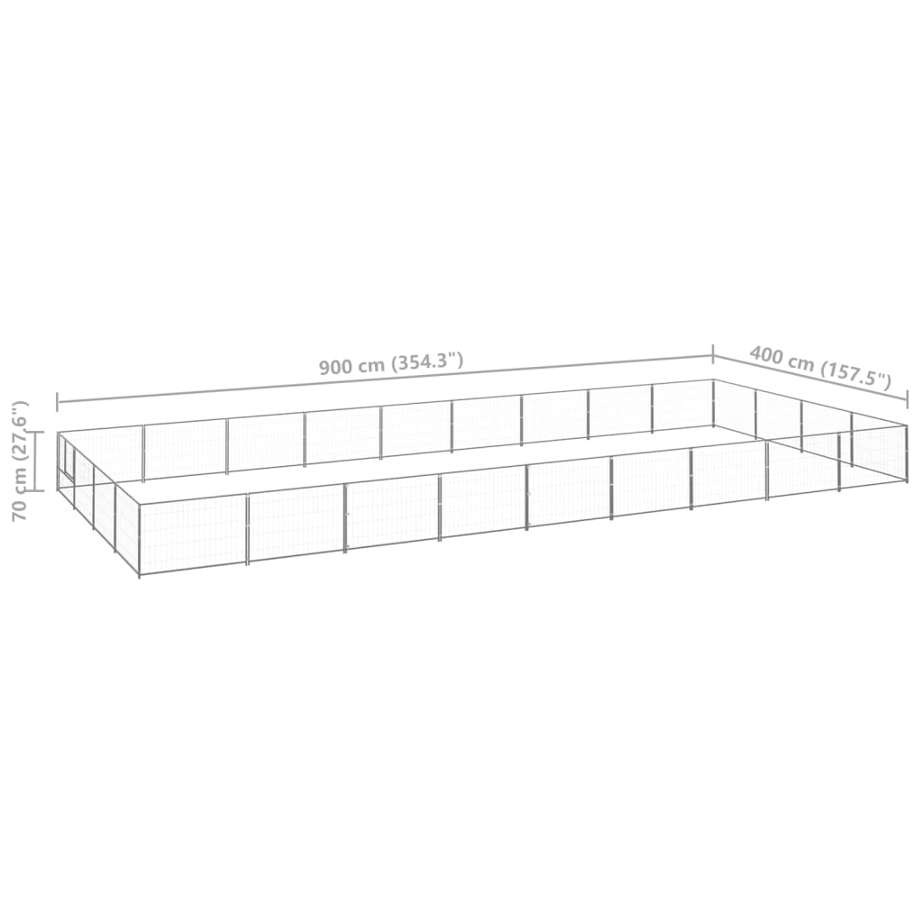 Hondenkennel 36 m² staal zilverkleurig - Griffin Retail