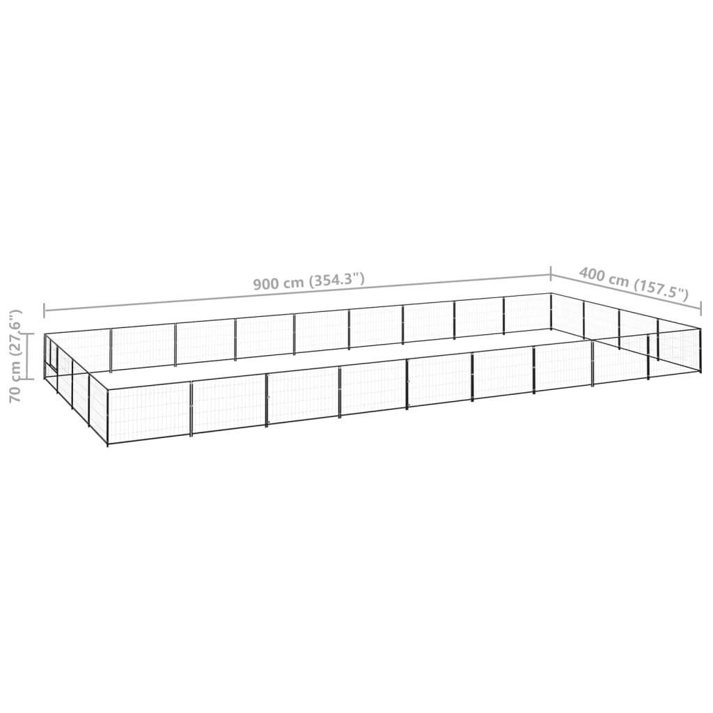 Hondenkennel 36 m² staal zwart - Griffin Retail