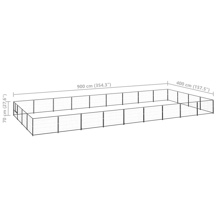 Hondenkennel 36 m² staal zwart - Griffin Retail