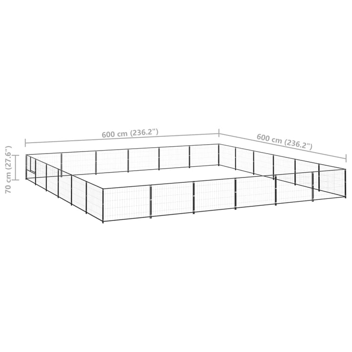 Hondenkennel 36 m² staal zwart - Griffin Retail