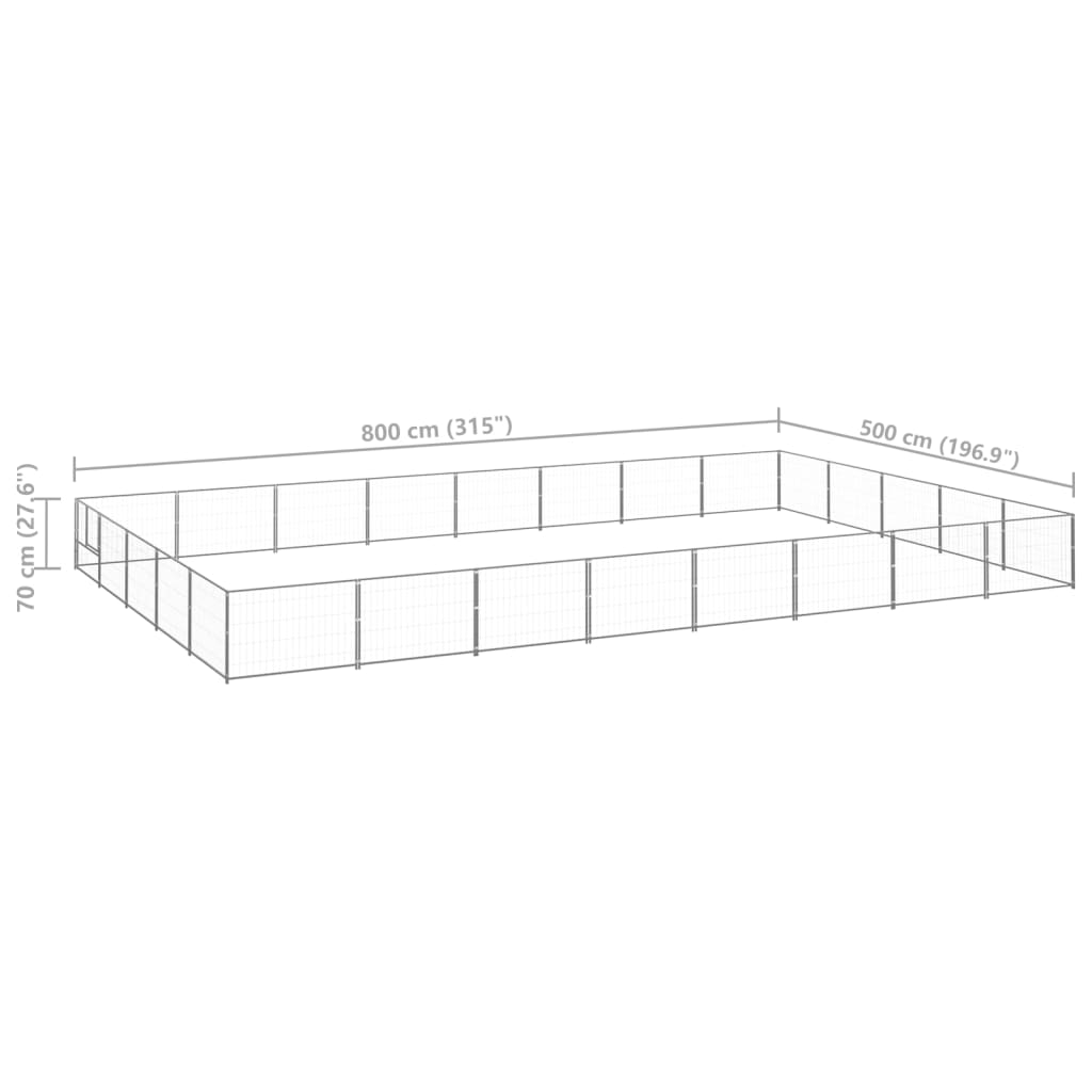 Hondenkennel 40 m² staal zilverkleurig - Griffin Retail