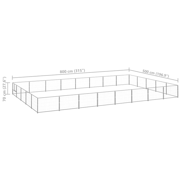 Hondenkennel 40 m² staal zilverkleurig - Griffin Retail