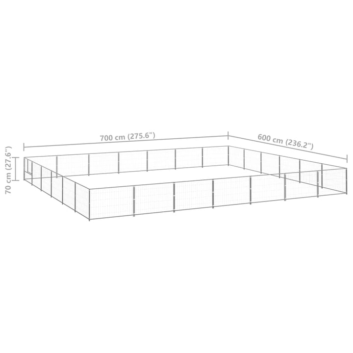 Hondenkennel 42 m² staal zilverkleurig - Griffin Retail