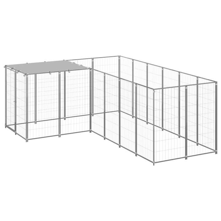 Hondenkennel 4,84 m² staal zilverkleurig - Griffin Retail