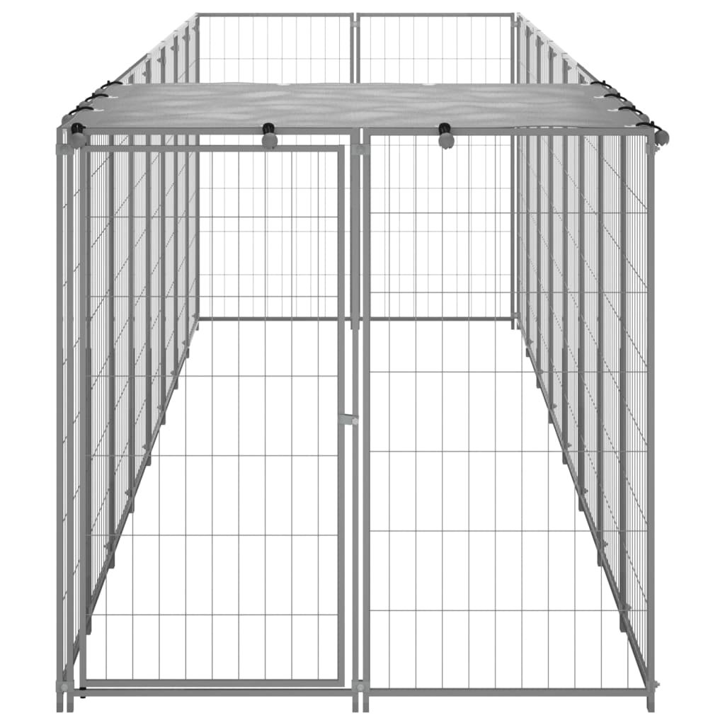 Hondenkennel 4,84 m² staal zilverkleurig - Griffin Retail