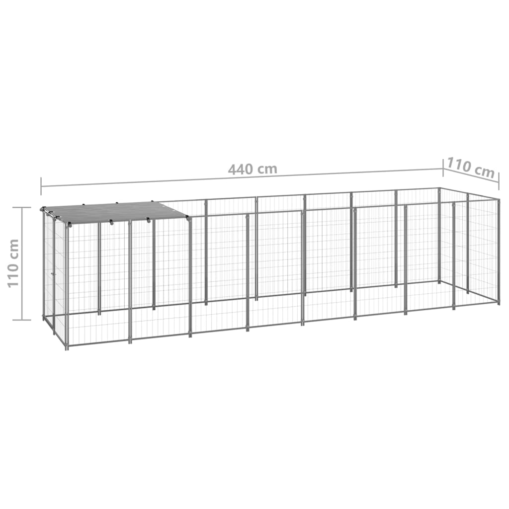 Hondenkennel 4,84 m² staal zilverkleurig - Griffin Retail