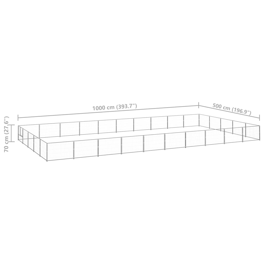 Hondenkennel 50 m² staal zilverkleurig - Griffin Retail