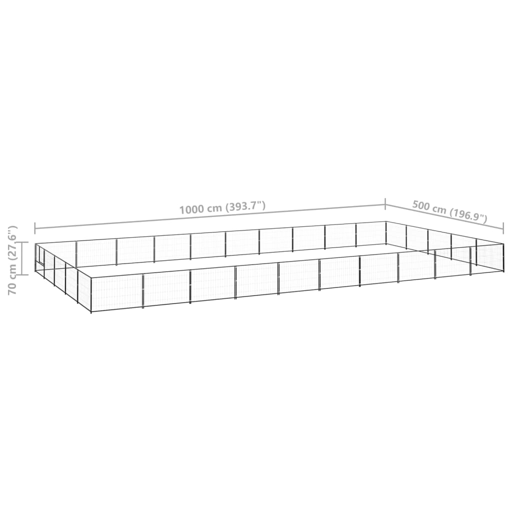 Hondenkennel 50 m² staal zwart - Griffin Retail