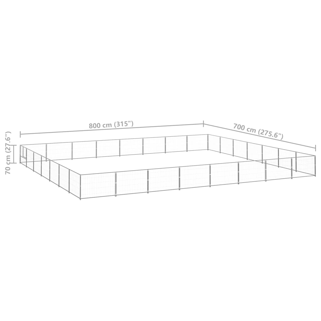 Hondenkennel 56 m² staal zilverkleurig - Griffin Retail