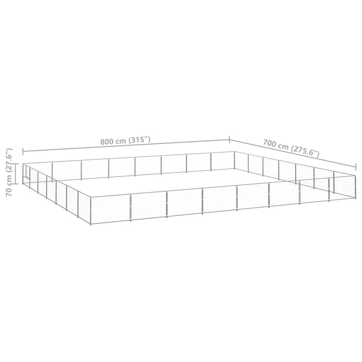 Hondenkennel 56 m² staal zilverkleurig - Griffin Retail