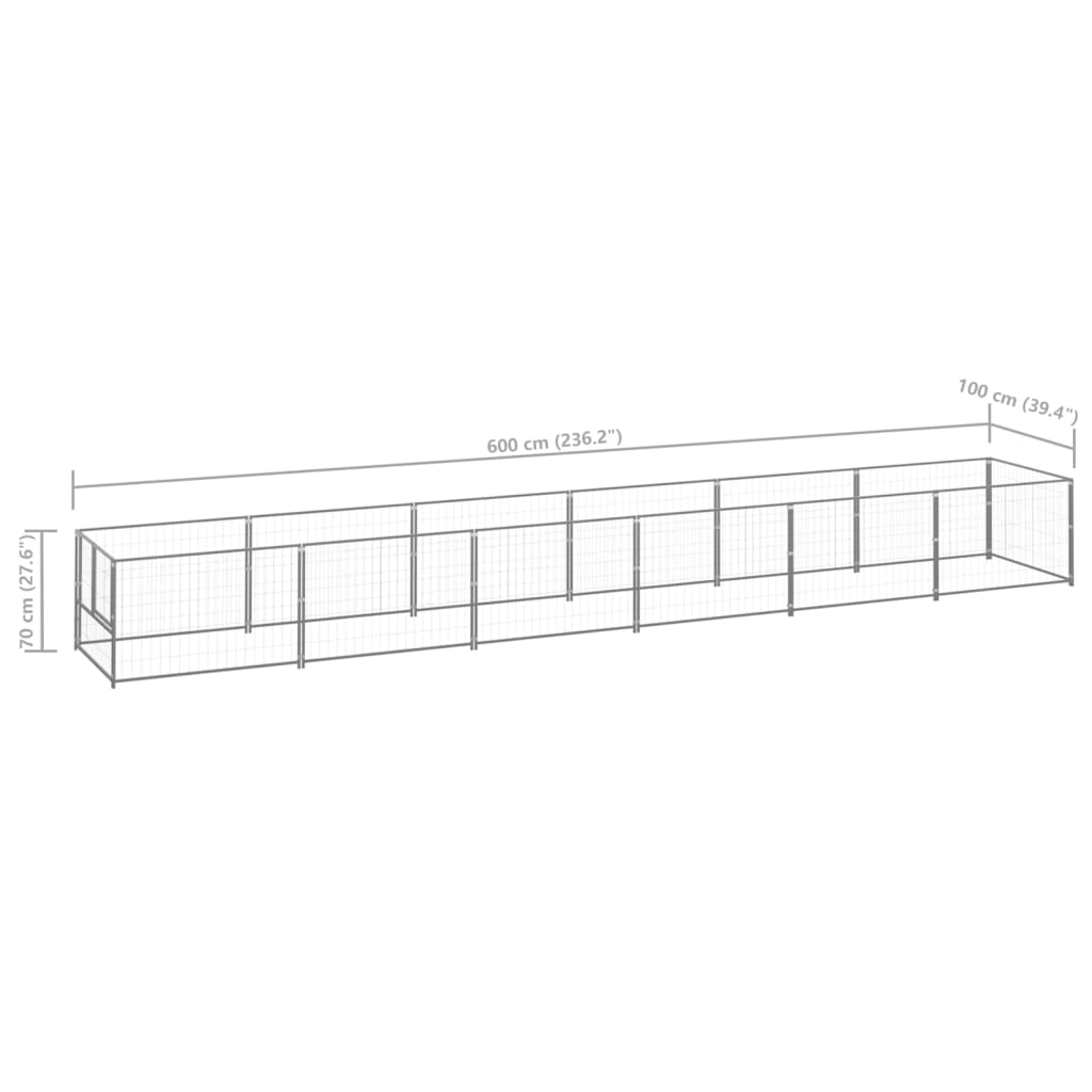 Hondenkennel 6 m² staal zilverkleurig - Griffin Retail