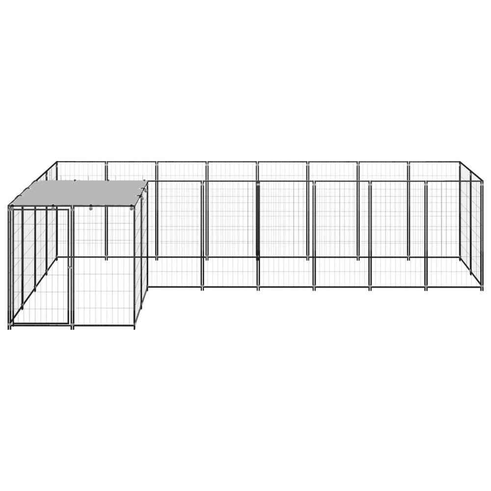 Hondenkennel 6,05 m² staal zwart - Griffin Retail