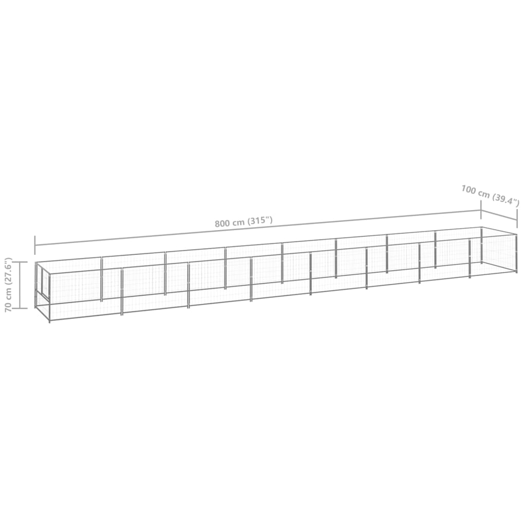 Hondenkennel 8 m² staal zilverkleurig - Griffin Retail