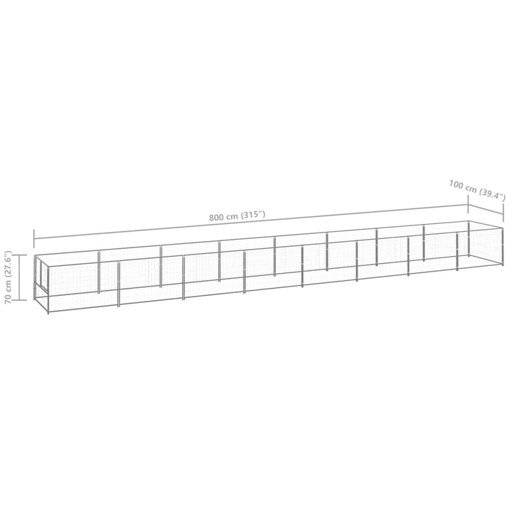 Hondenkennel 8 m² staal zilverkleurig - Griffin Retail