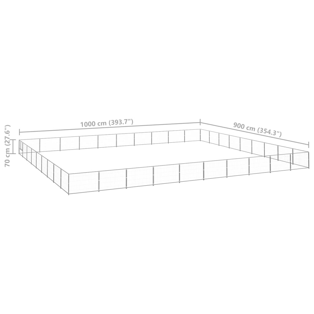 Hondenkennel 90 m² staal zilverkleurig - Griffin Retail