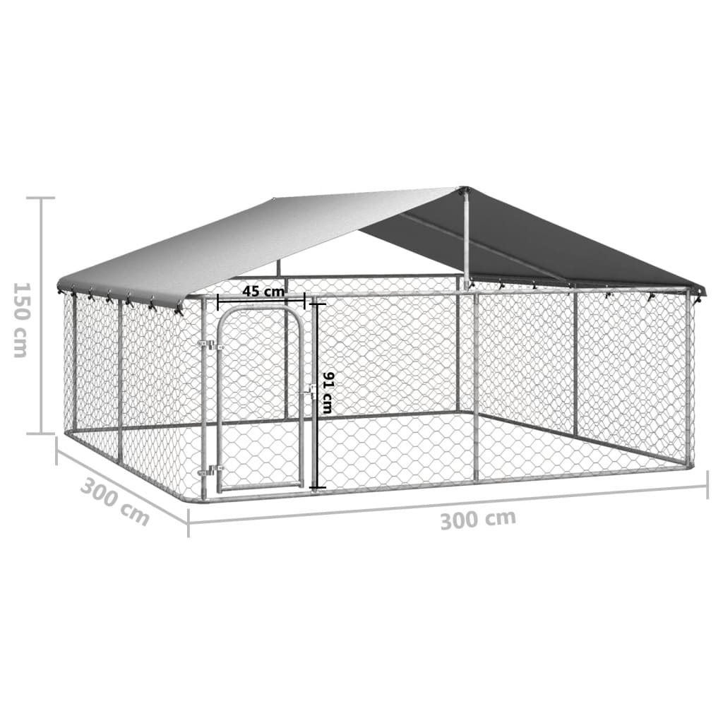 Hondenkennel met dak 300x300x150 cm - Griffin Retail