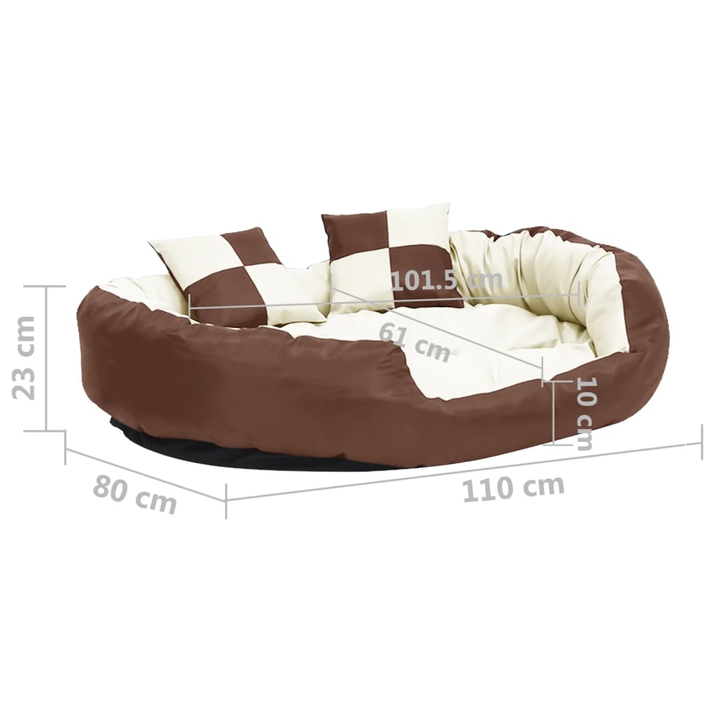 Hondenkussen omkeerbaar en wasbaar 110x80x23 cm bruin en crème - Griffin Retail