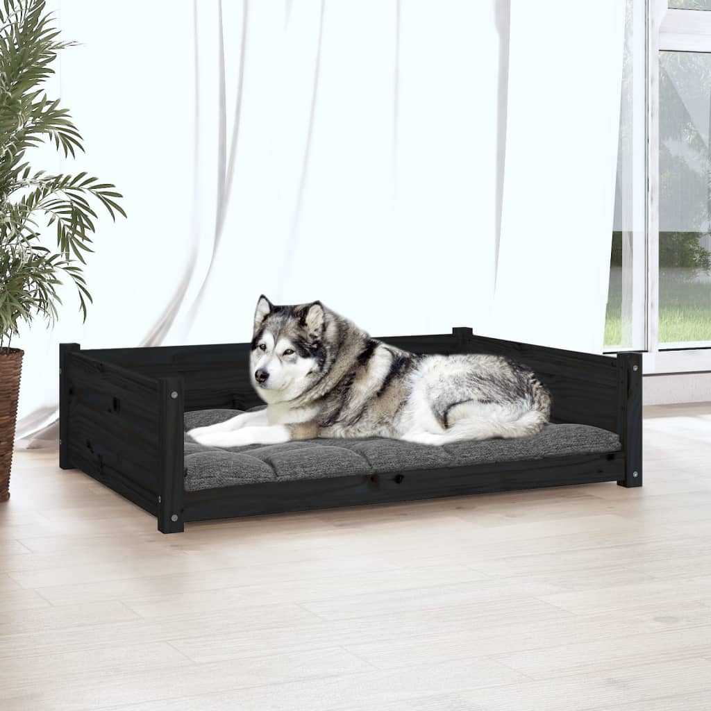 Hondenmand 105,5x75,5x28 cm massief grenenhout zwart - Griffin Retail