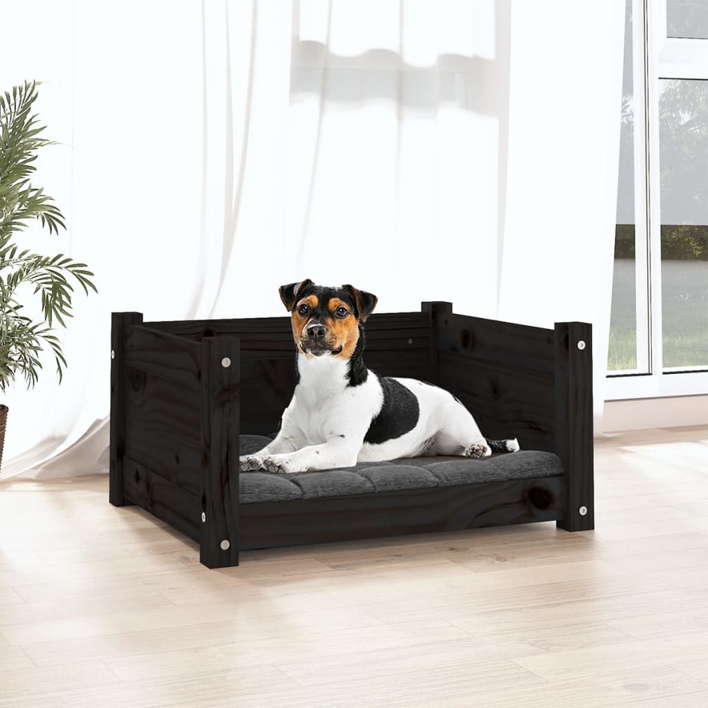 Hondenmand 55,5x45,5x28 cm massief grenenhout zwart - Griffin Retail