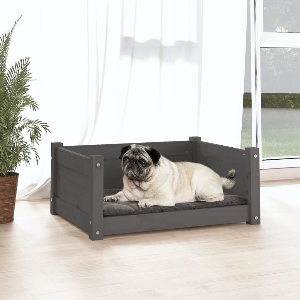 Hondenmand 65,5x50,5x28 cm massief grenenhout grijs - Griffin Retail