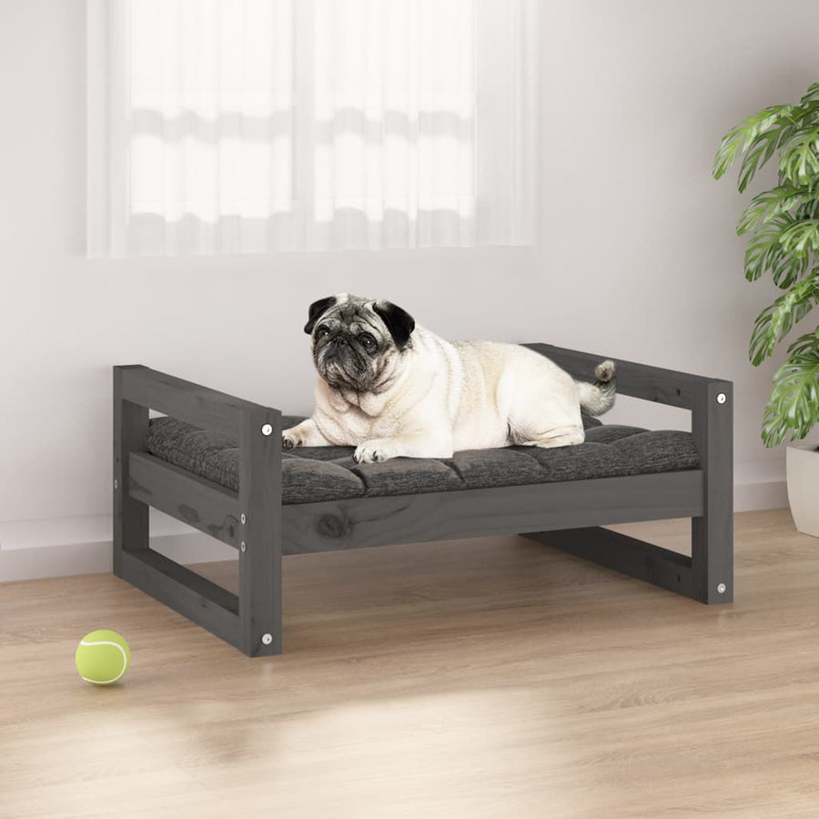 Hondenmand 65,5x50,5x28 cm massief grenenhout grijs - Griffin Retail